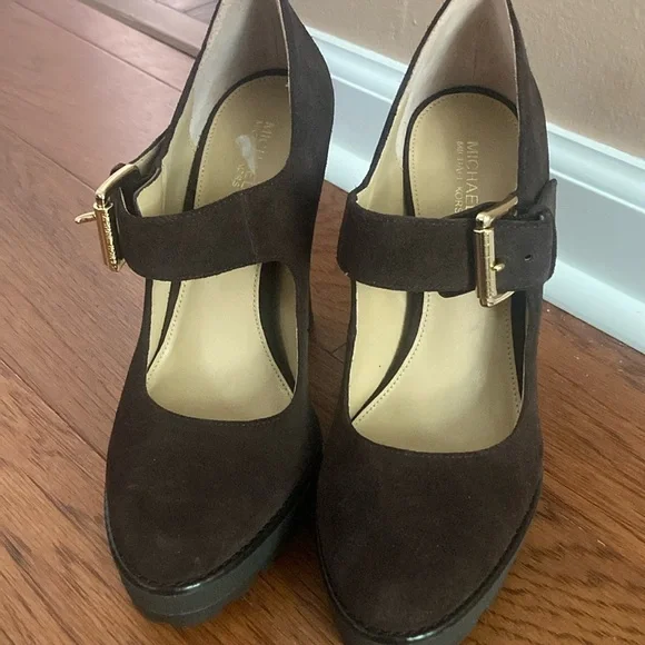 Michael Kors Women's Dark Brown Suede Heels - Picture 1 of 4